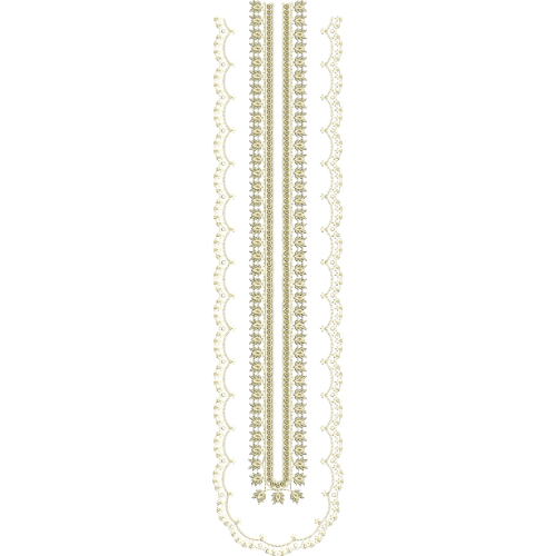 Minimal Scalloped Lace Neckline Embroidery Design with Linear Floral Detailing
