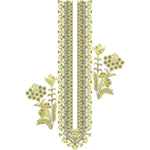 Elegant Floral Side Motif Neckline Embroidery Design with Ornamental Border Panel