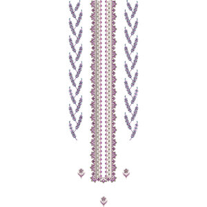 Delicate Floral Vine Neckline Embroidery Design with Minimal Linear Panel