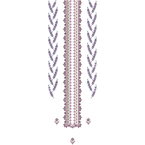 Delicate Floral Vine Neckline Embroidery Design with Minimal Linear Panel