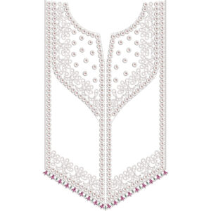 Minimal Beaded Floral Neckline Embroidery Design with Curved Panel Detailing