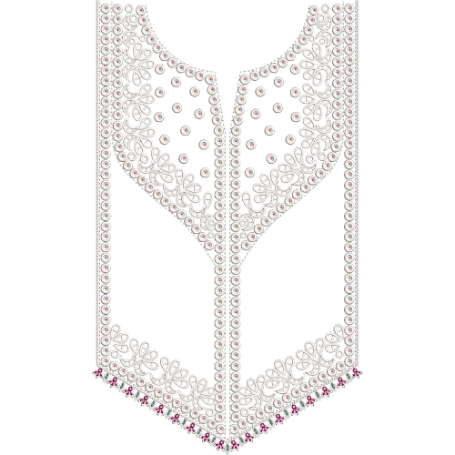 Minimal Beaded Floral Neckline Embroidery Design with Curved Panel Detailing