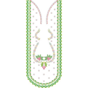 Delicate Floral Neckline Embroidery Design with Scalloped Border and Minimal Motif Detailing