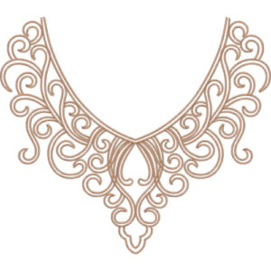 Minimalist Ornamental Neckline Embroidery Design with Elegant Scrollwork Pattern
