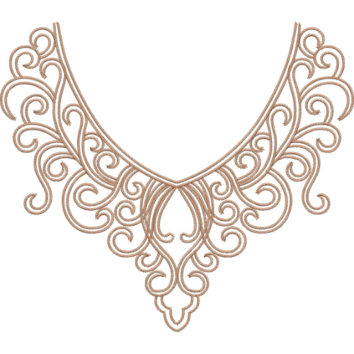 Minimalist Ornamental Neckline Embroidery Design with Elegant Scrollwork Pattern
