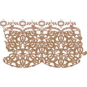 Ornamental Lace Embroidery Border with Interwoven Scrollwork and Decorative Top Band