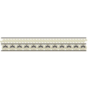 Geometric Floral Lace Embroidery Border with Diamond Band and Circular Motif Pattern