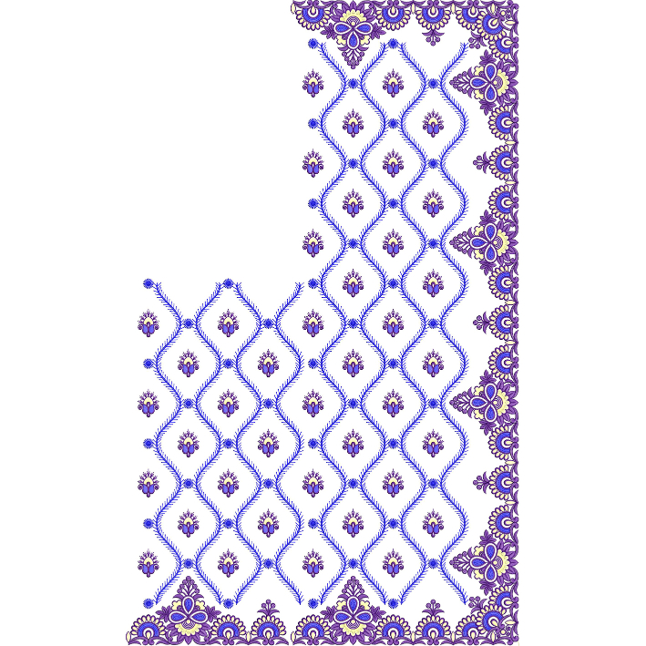 Stylish Diamond Lattice Saree Embroidery Design with Floral Buti and Ornamental Border