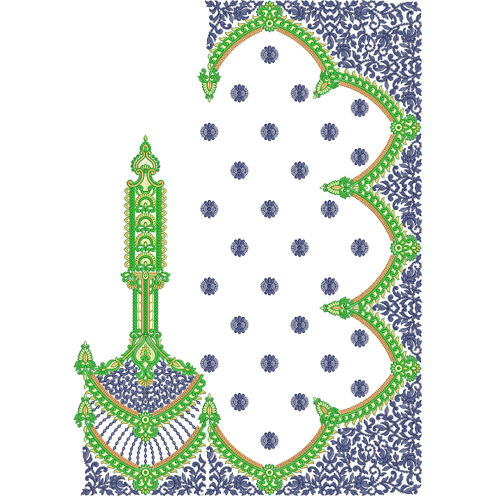 Royal Mughal Arch Saree Embroidery Design with Floral Buti and Rich Ornamental Border