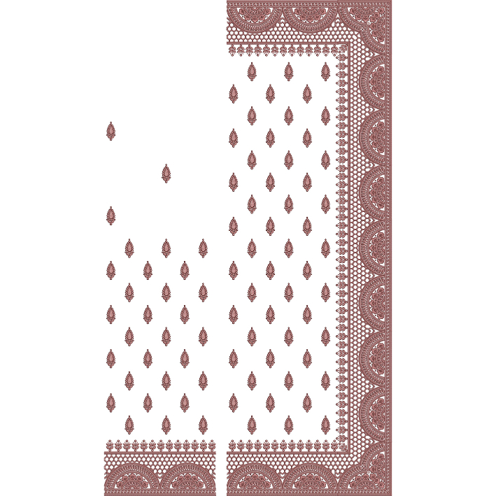 Minimal Paisley Buti Saree Embroidery Design with Intricate Net-Style Ornamental Border