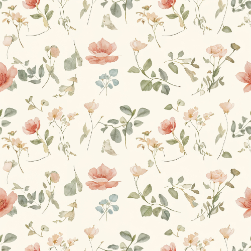 Delicate Watercolor Wildflower Botanical Seamless Pattern Design