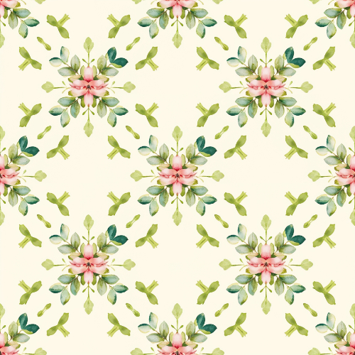 Hummingbird Floral Medallion Botanical Seamless Pattern Design