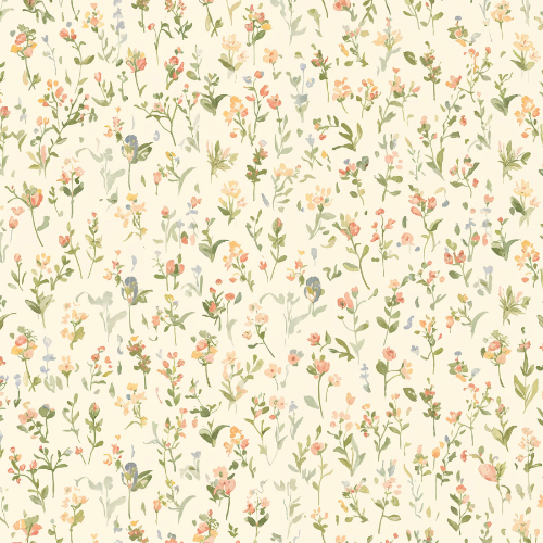 Delicate Wildflower Meadow Botanical Seamless Pattern Design