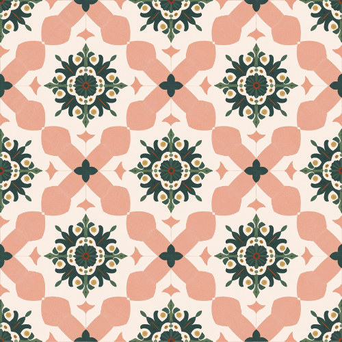 Vintage Ornamental Floral Tile Seamless Pattern Design