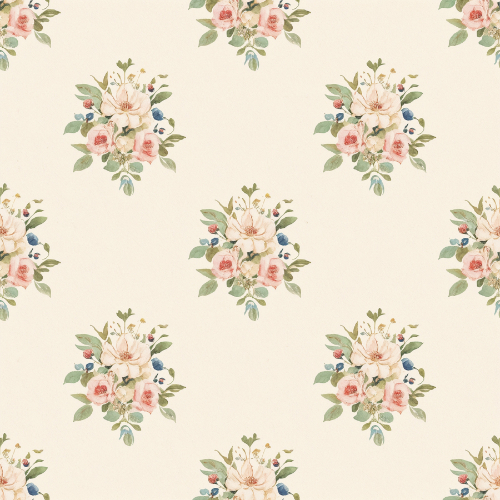 Vintage Floral Bouquet Repeat Seamless Pattern Design