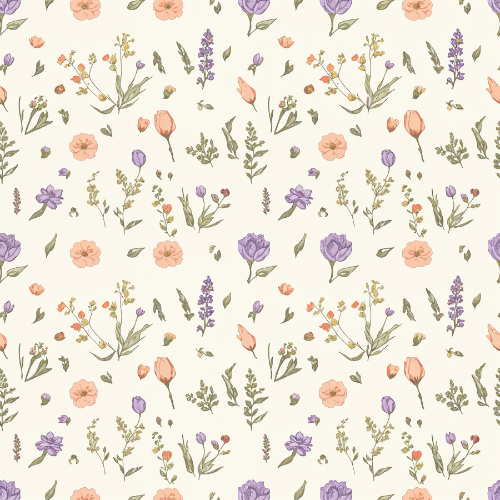 Pastel Wildflower Meadow Botanical Seamless Pattern Design