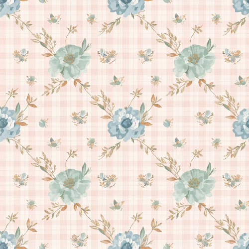 Vintage Floral Bouquet Plaid Seamless Pattern Design