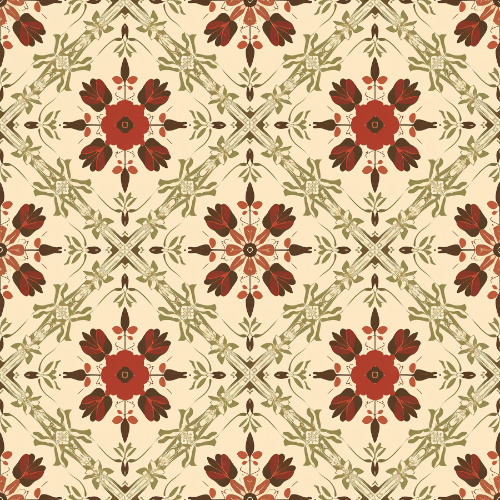 Vintage Geometric Floral Motif Seamless Pattern Design