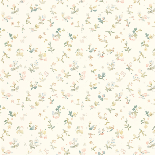 Delicate Pastel Wildflower Seamless Pattern with Minimal Botanical Sprigs