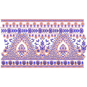 Grand Mughal-Inspired Arch Floral Lace Border Embroidery Design