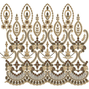 Luxury Baroque Floral Scalloped Lace Embroidery Border Design