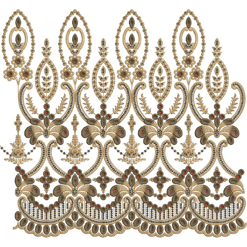 Luxury Baroque Floral Scalloped Lace Embroidery Border Design