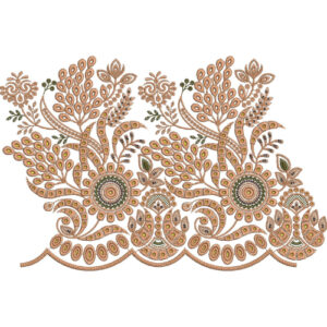 Elegant Paisley Floral Scroll Scalloped Lace Embroidery Border Design