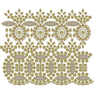 Intricate Circular Medallion Floral Lace Embroidery Border Design
