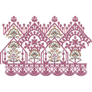 Decorative Arch Floral Scalloped Lace Embroidery Border Design