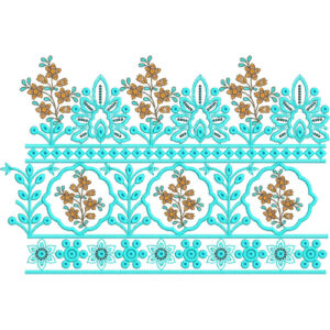 Elegant Floral Medallion Vine Lace Embroidery Border Design