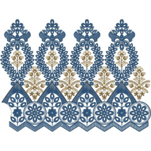 Elegant Oval Floral Lattice Scalloped Lace Embroidery Border Design