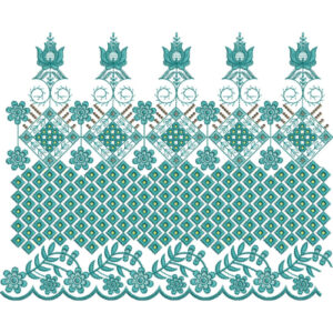 Elegant Diamond Lattice Floral Scalloped Lace Embroidery Border Design