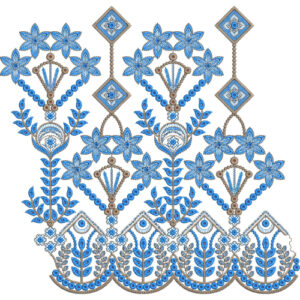 Elegant Floral Diamond Vine Scalloped Lace Embroidery Border Design