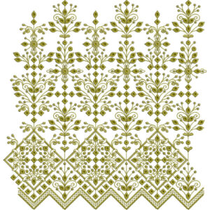 Intricate Vine and Diamond Lattice Lace Embroidery Border Design