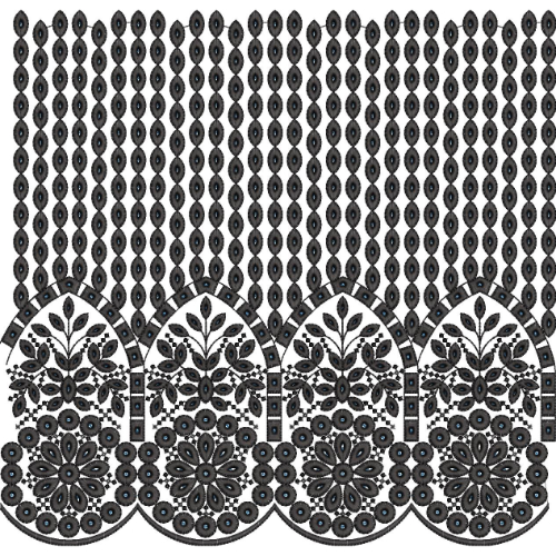 Beaded Vertical Drop Lace with Floral Scalloped Border Embroidery Design