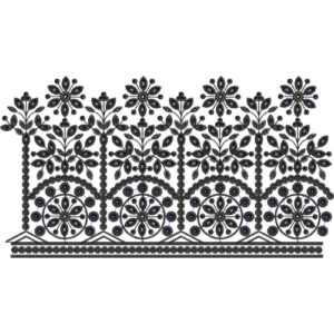 Regal Floral Medallion Lace Embroidery Border with Beaded Detailing