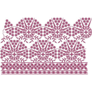 Decorative Circular Floral Lace Embroidery Border with Geometric Vine Structure