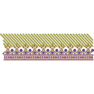 Layered Diagonal Stripe Floral Lace Embroidery Border with Ornamental Base