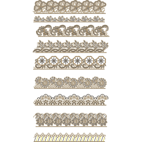 Classic Monotone Floral Lace Embroidery Border Collection with Scalloped Detailing