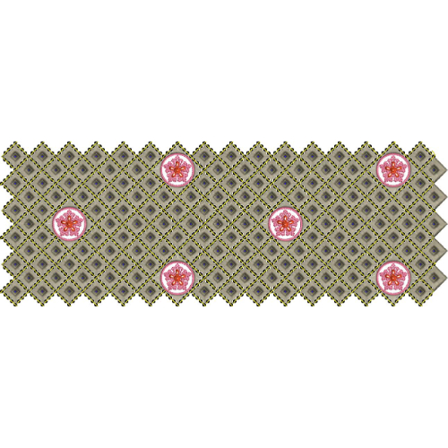 Geometric Diamond Mesh Lace Embroidery Panel with Floral Medallion Accents