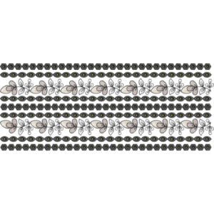 Geometric and Floral Stripe Lace Embroidery Border with Repeating Vine Motif