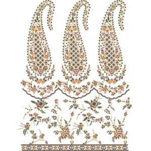 Grand Paisley and Floral Lace Embroidery Panel with Ornamental Border Detailing