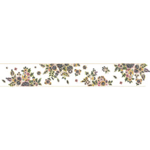 Scattered Floral Lace Embroidery Border with Delicate Botanical Clusters