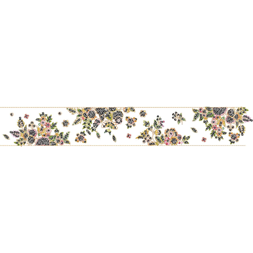 Scattered Floral Lace Embroidery Border with Delicate Botanical Clusters