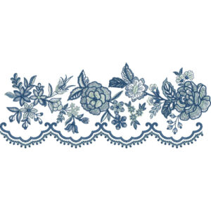 Vintage Floral Lace Embroidery Border with Decorative Scalloped Bead Edge