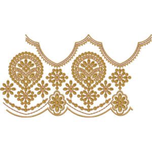 Decorative Circular Floral Lace Embroidery Border with Scalloped Neckline Edge