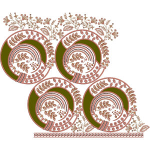 Ornamental Circular Lace Embroidery Design with Floral Vine Motifs and Decorative Border