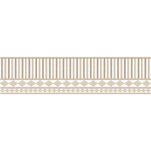 Geometric Lace Embroidery Border with Vertical Beaded Lines and Diamond Pattern
