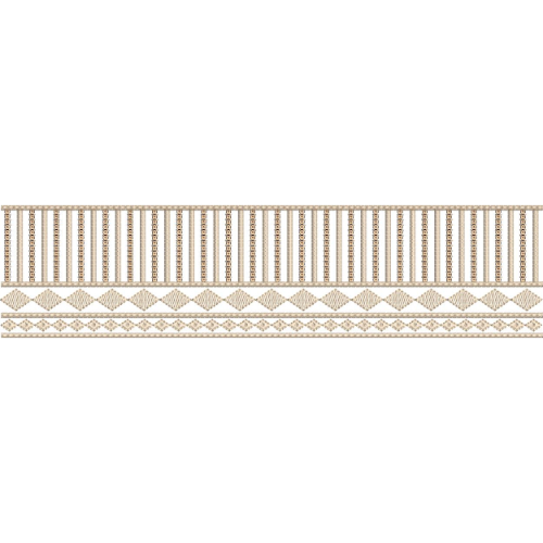 Geometric Lace Embroidery Border with Vertical Beaded Lines and Diamond Pattern