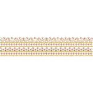 Ornamental Scroll Lace Embroidery Border with Floral Bands and Decorative Detailing